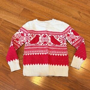 Kid's Red and White Patterned Sweater